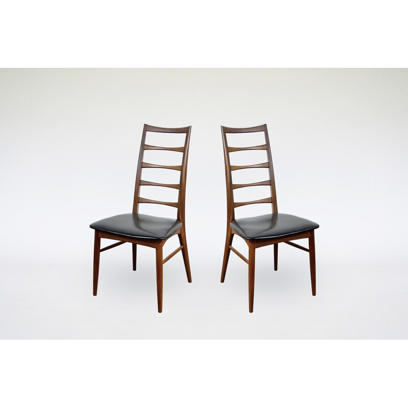 Paar vintage teakhouten stoelen met ladderrug Lis van Niels Koefoed voor Koefoeds Hornslet, jaren 1960