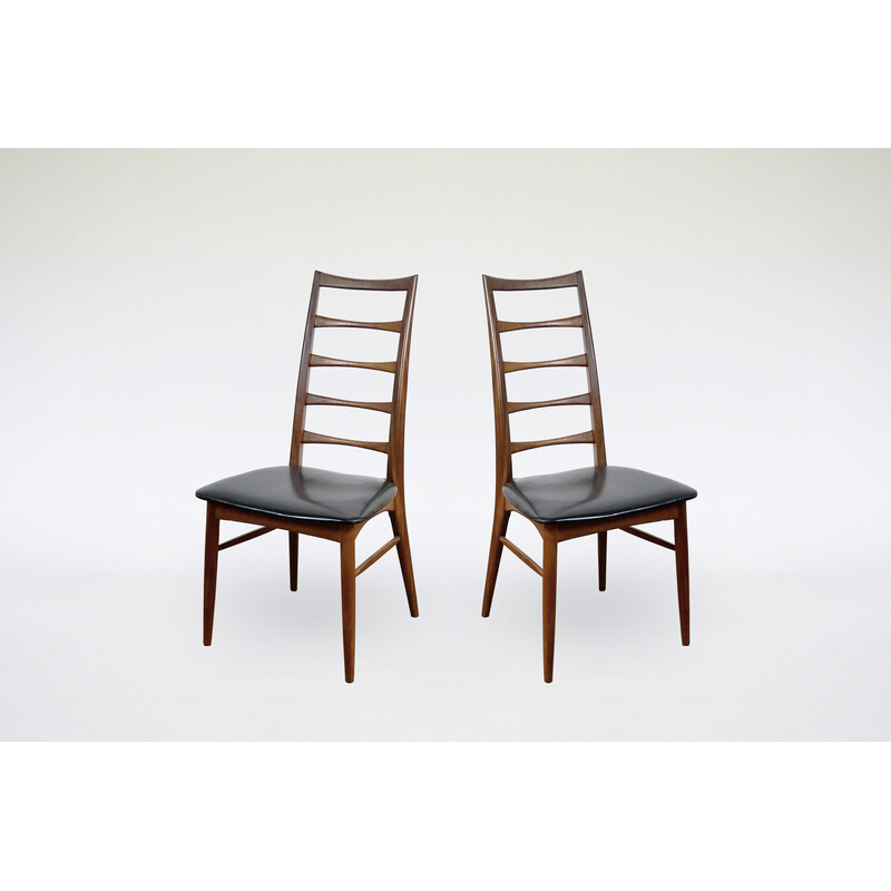 Pair of vintage teak ladderback Lis chairs by Niels Koefoed for Koefoeds Hornslet, 1960s