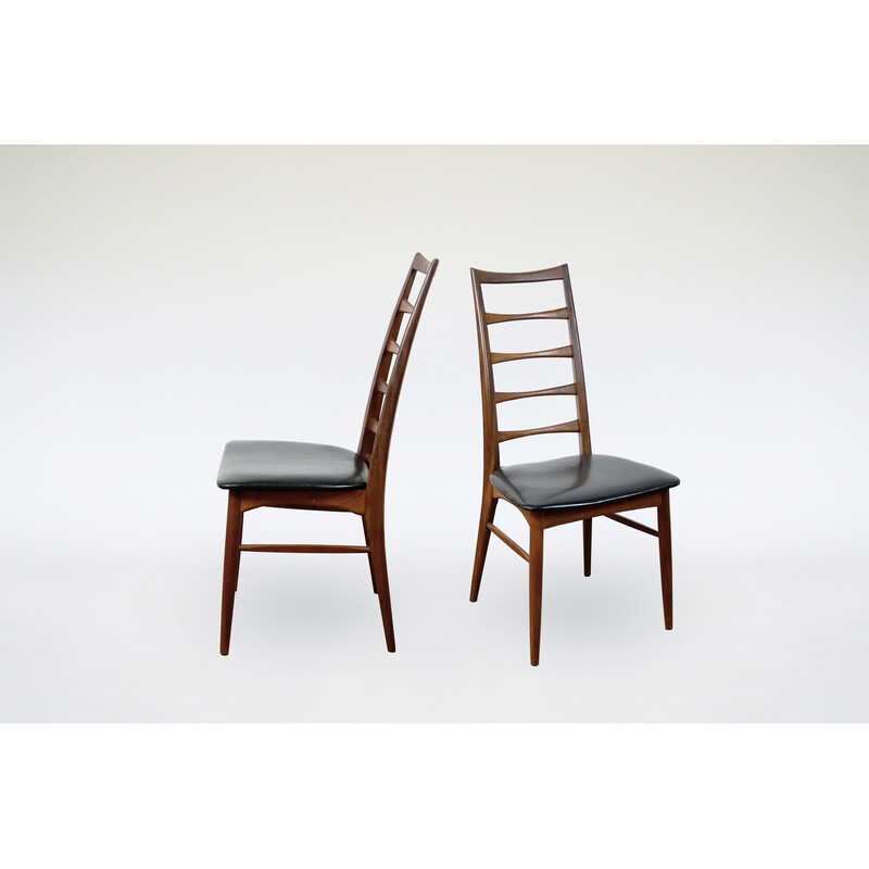 Paar vintage teakhouten stoelen met ladderrug Lis van Niels Koefoed voor Koefoeds Hornslet, jaren 1960