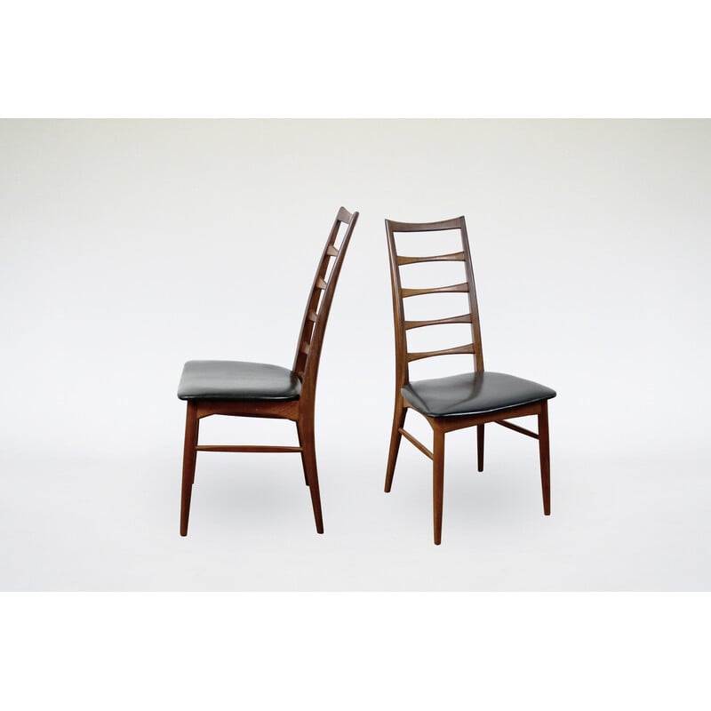 Pair of vintage teak ladderback Lis chairs by Niels Koefoed for Koefoeds Hornslet, 1960s