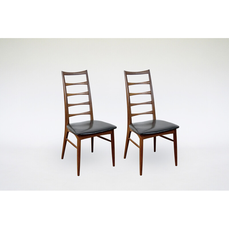 Pair of vintage teak ladderback Lis chairs by Niels Koefoed for Koefoeds Hornslet, 1960s