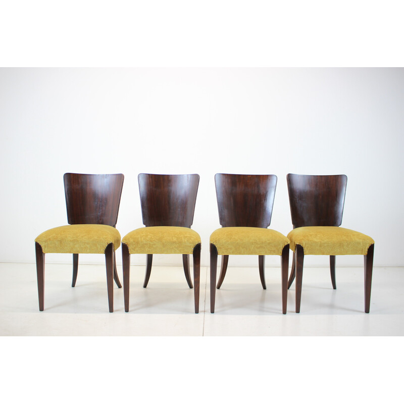 Set of 4 vintage Art Deco dining chairs H-214 by Jindrich Halabala for Up Závody, 1930s