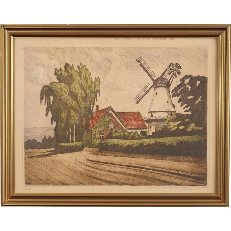 Peinture vintage Le moulin