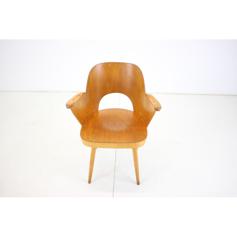 Vintage beechwood armchair by Oswald Haerdtl, Czechoslovakia 1959