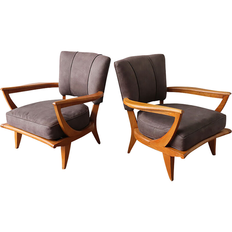 Paar vintage fauteuils van Etienne Henri Martin voor Steiner, 1950