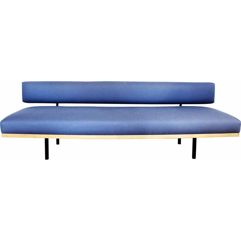 Divano letto scandinavo vintage in tessuto blu, 1970