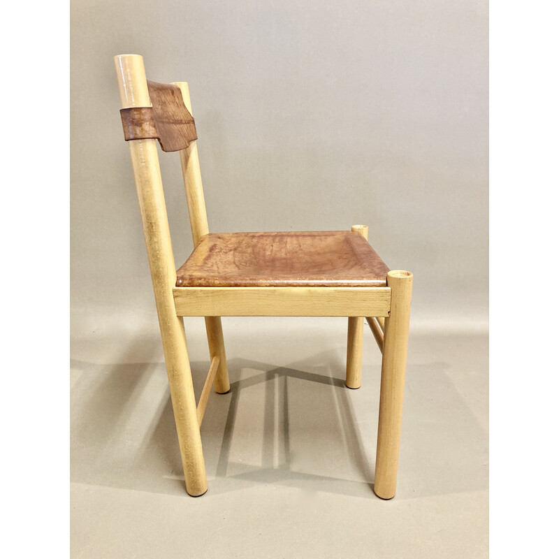 Ensemble de 4 chaises vintage en cuir par Sede pour Ibisco, 1960