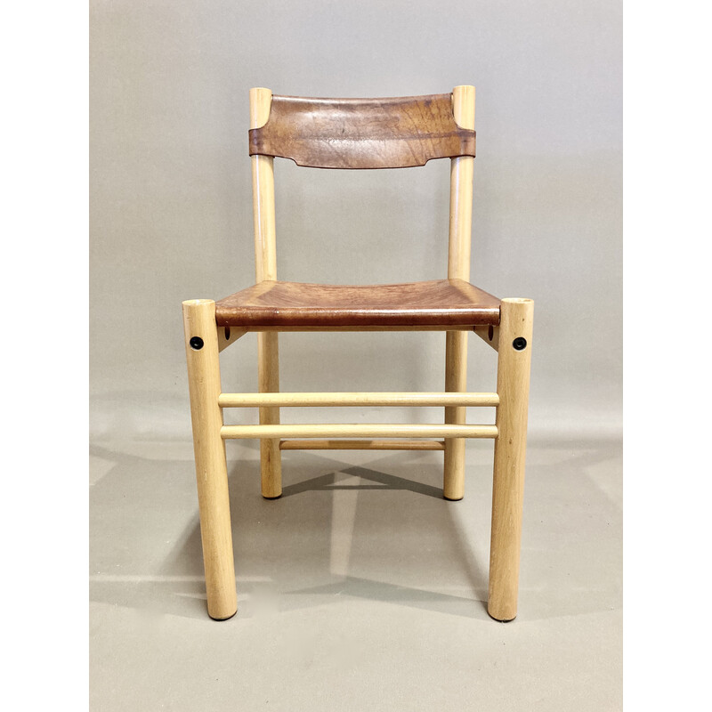 Ensemble de 4 chaises vintage en cuir par Sede pour Ibisco, 1960