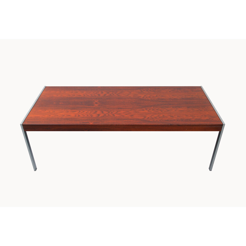 Coffee table in rosewood and chromed steel - 1970s