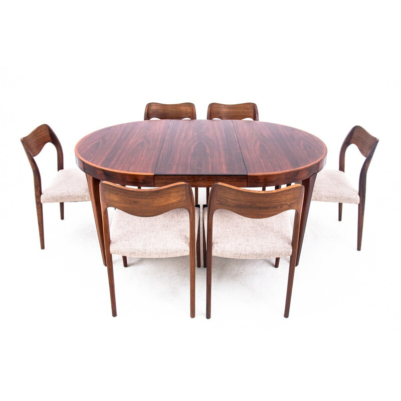 Vintage rosewood dining set model 71 by N. O. Møller, Denmark 1960s