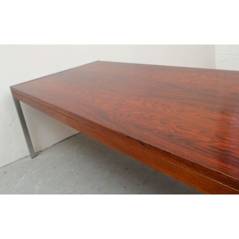 Coffee table in rosewood and chromed steel - 1970s