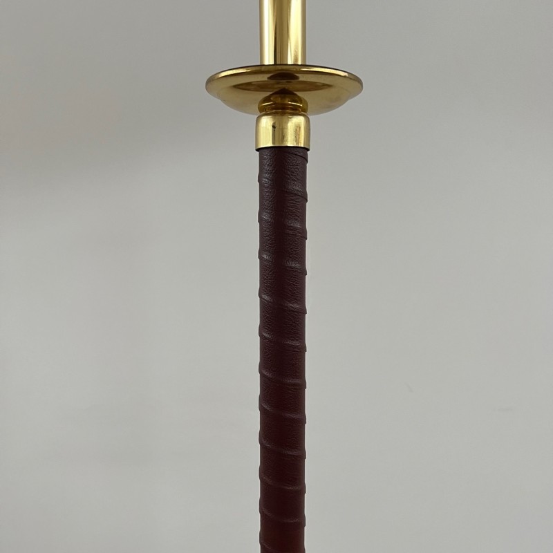 Swedish mid-century leather and brass floor lamp, Sweden 1960s