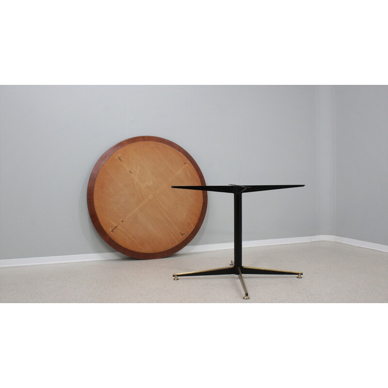 Vintage tafel Bt201 in metaal, teak en messing van Gio Ponti voor Rima, jaren 1950