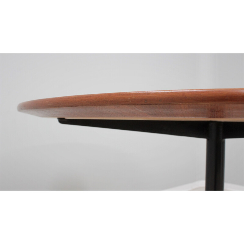 Vintage table Bt201 in metal, teak and brass by Gio Ponti for Rima, 1950s