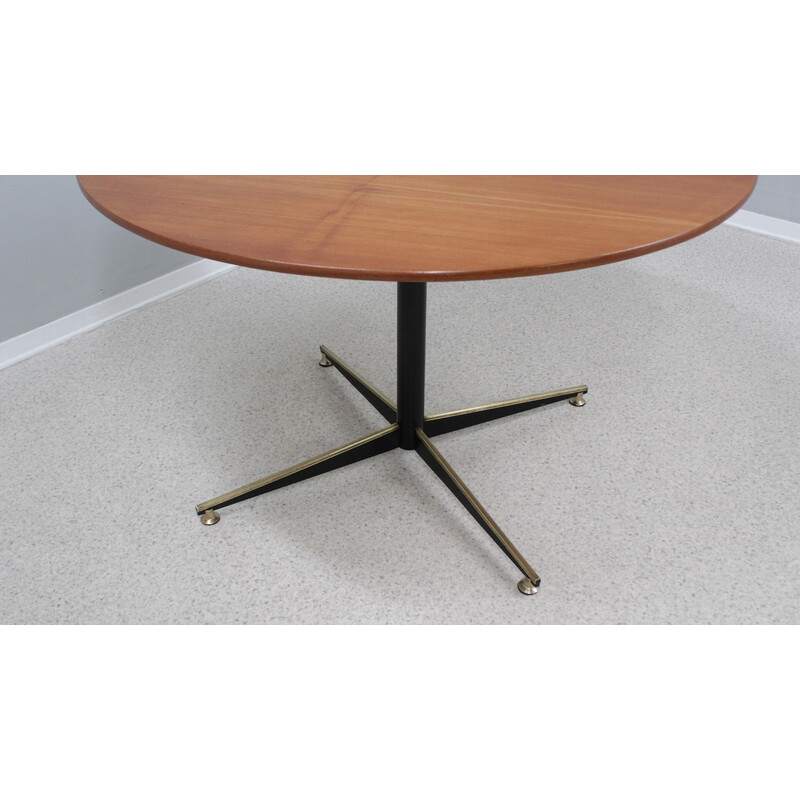 Vintage table Bt201 in metal, teak and brass by Gio Ponti for Rima, 1950s