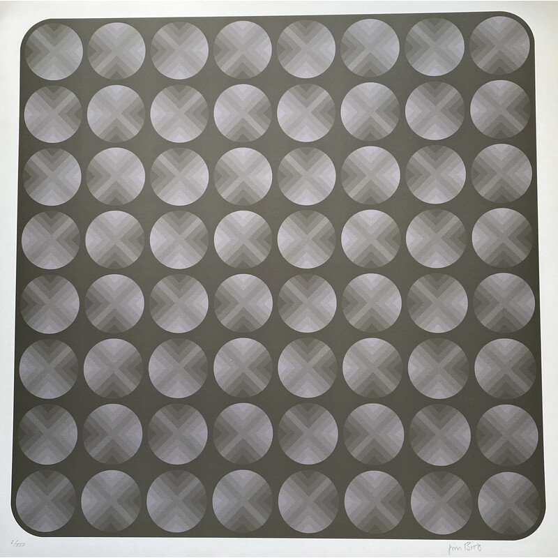 Vintage photolithograph "Tribute to Vasarely" by Jim Bird for Poligrafa, Barcelona 1970