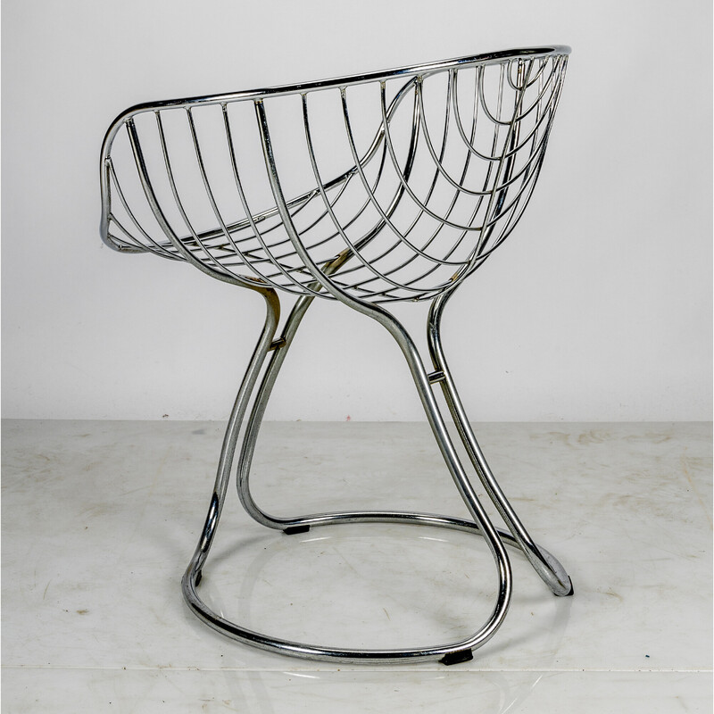Vintage Pan Am armchair in chrome by Gastone Rinaldi for Rima