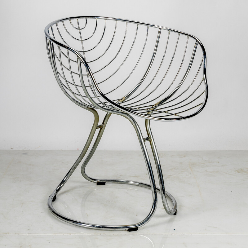 Vintage Pan Am armchair in chrome by Gastone Rinaldi for Rima