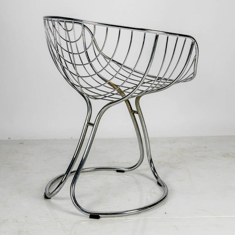 Vintage Pan Am armchair in chrome by Gastone Rinaldi for Rima