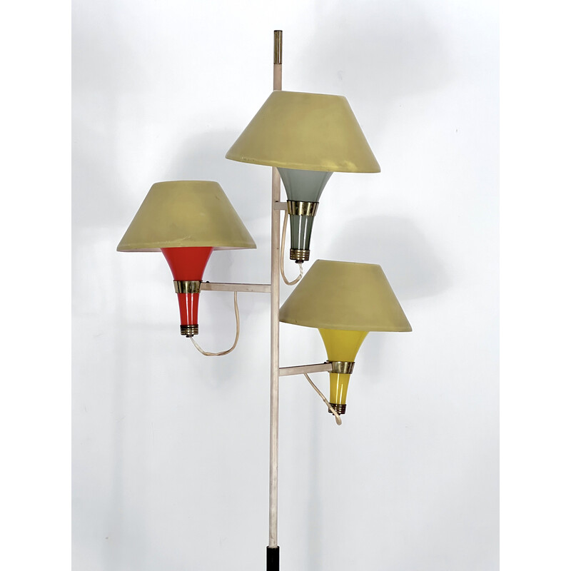 Mid-century three arms floor lamp by Stilux Milano, Italy 1950s