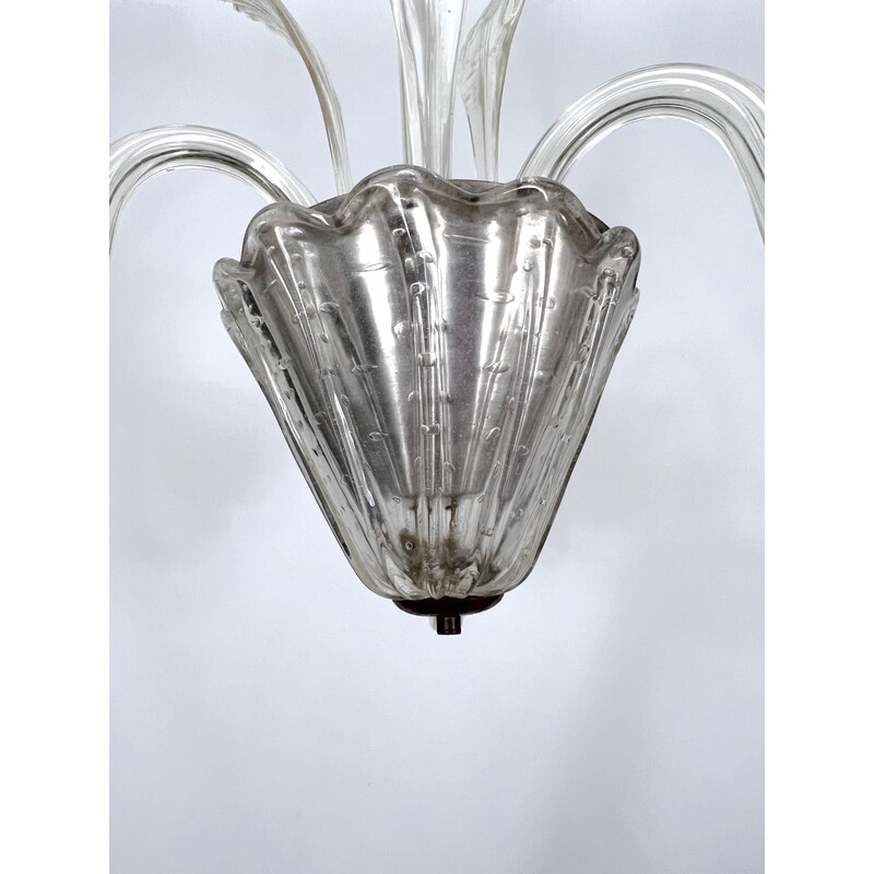 Art Deco vintage bullicante Murano glass chandelier by Ercole Barovier, Italy 1940s