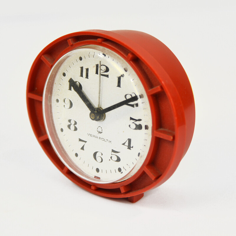 Vintage mechanical alarm clock for Mera-Poltik, Poland 1970s