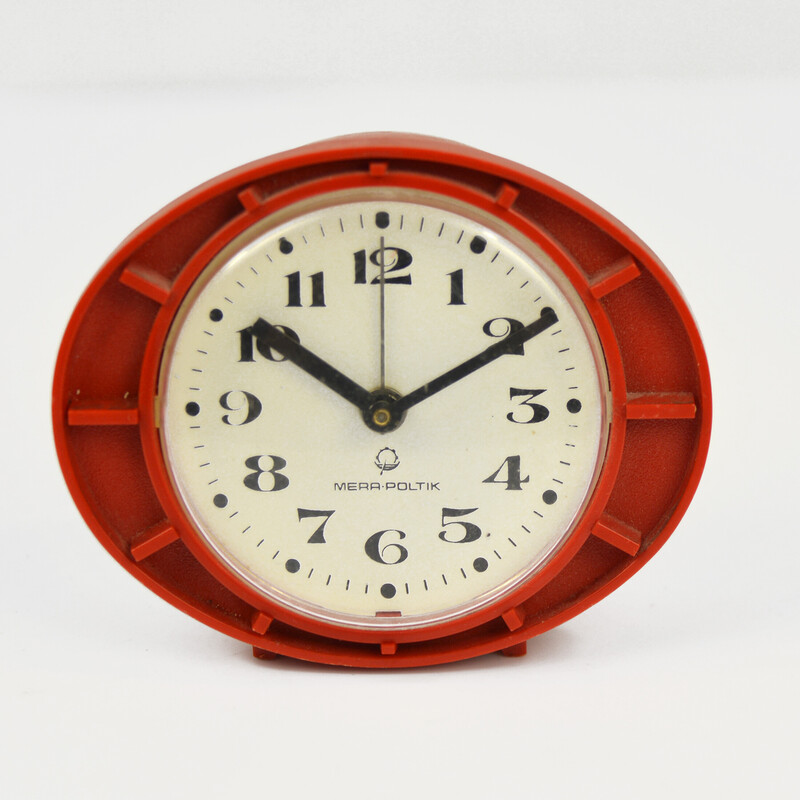 Vintage mechanical alarm clock for Mera-Poltik, Poland 1970s