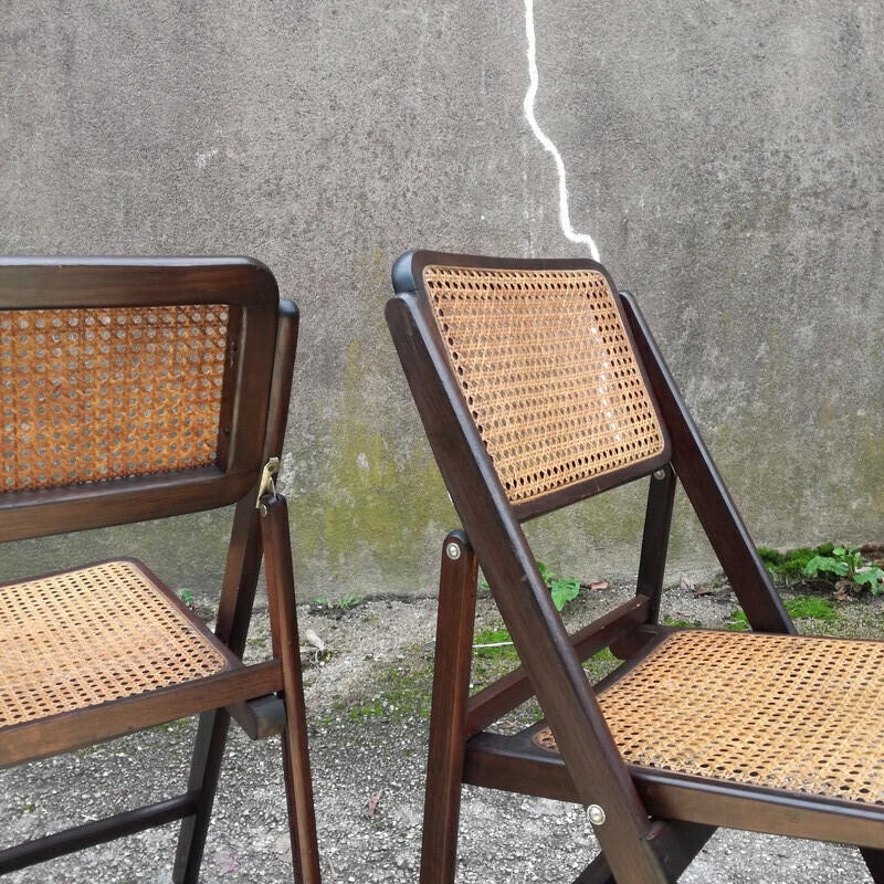 Pair of vintage cane folding chairs