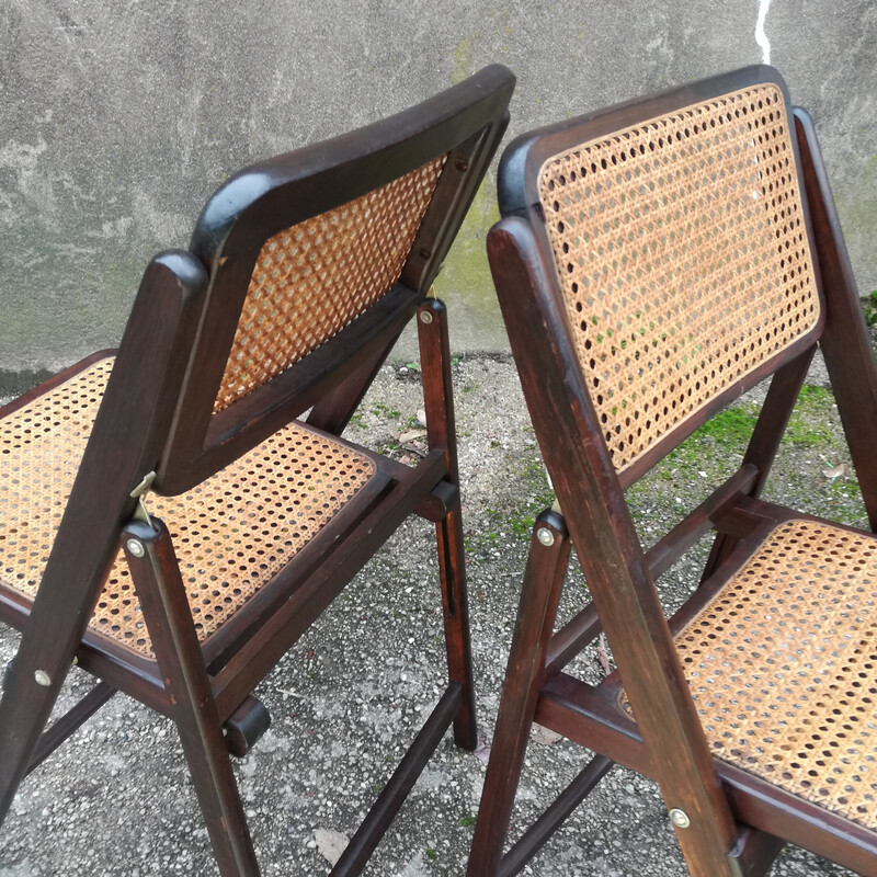 Par de cadeiras dobráveis de cana vintage