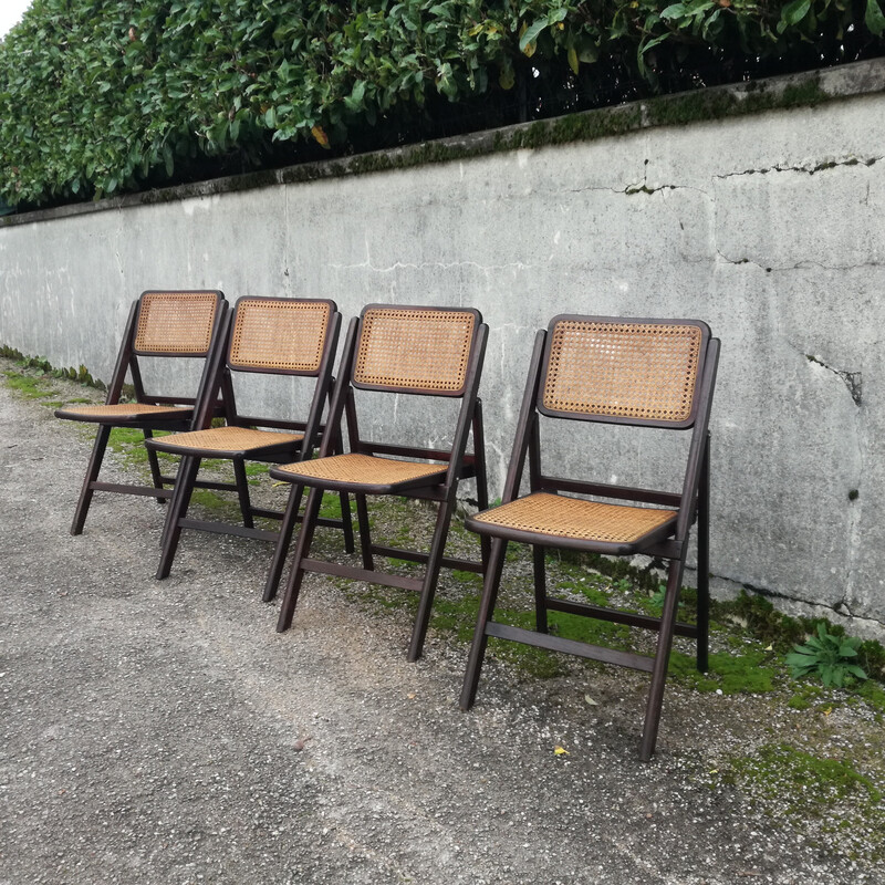 Paire de chaises pliantes vintage en cannage