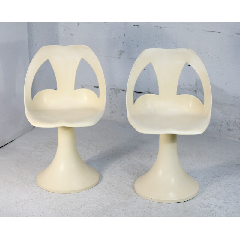Pair of vintage plastic "space age" chairs, France 1970
