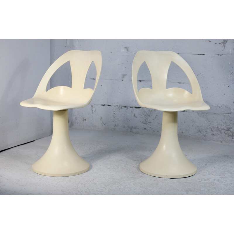 Pair of vintage plastic "space age" chairs, France 1970