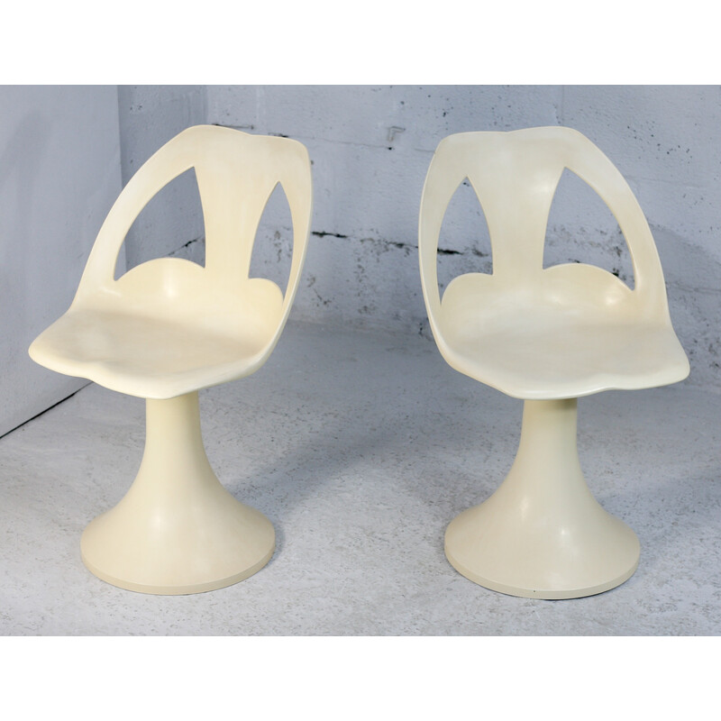 Pair of vintage plastic "space age" chairs, France 1970