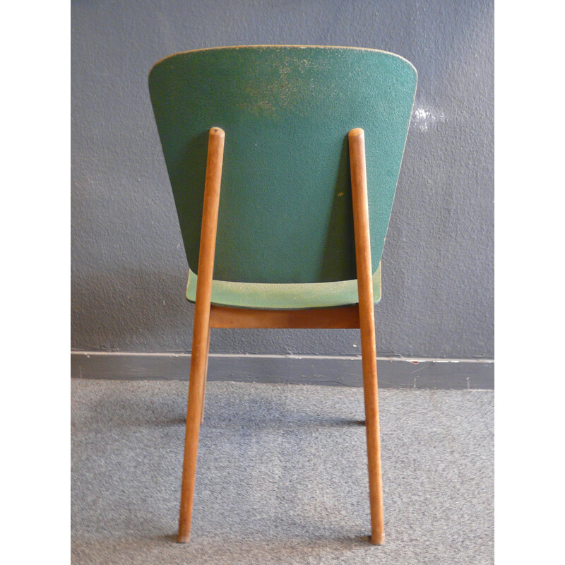 Pair of green wooden chairs - 1950s