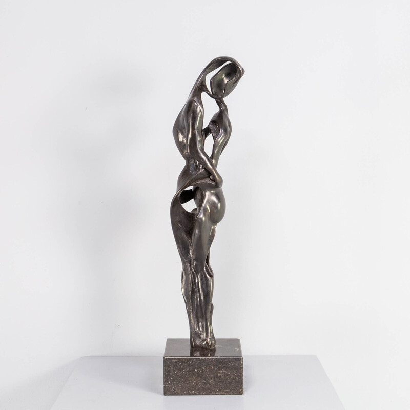 Sculpture vintage "lovers" en bronze par Jos Welten