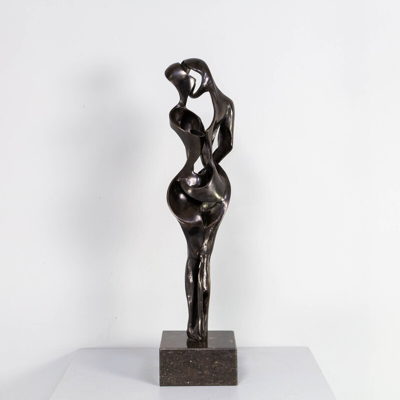 Sculpture vintage "lovers" en bronze par Jos Welten