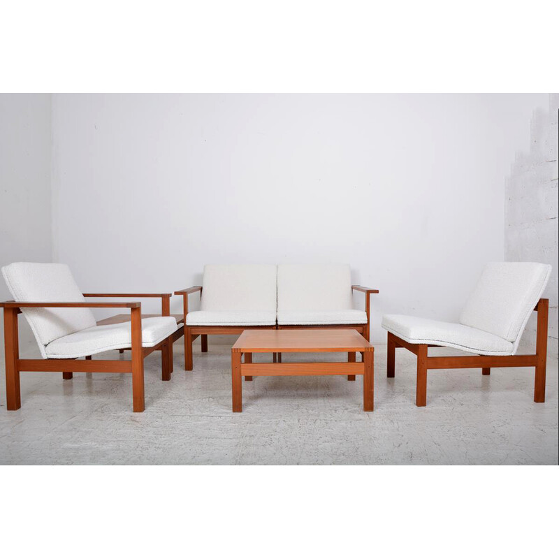 "Moduline" vintage living room set in rosewood and fabric by O. G. Knudsen and T. Lind for France et Son, Denmark 1962s