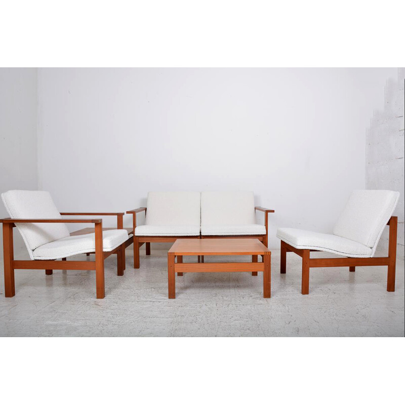 Moduline" vintage living room set in rosewood and fabric by O. G. Knudsen e T. Lind for France et Son, Dinamarca 1962