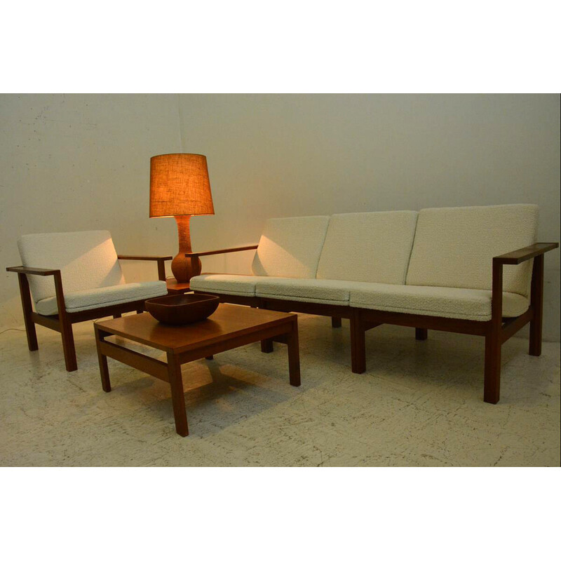 Vintage-Lounge-Set "Moduline" aus Palisanderholz und Stoff von O. G. Knudsen und T. Lind für France et Son, Dänemark 1962