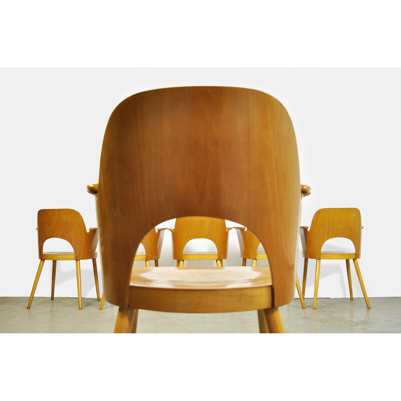 Conjunto de 6 cadeiras de jantar em madeira de faia de Oswald Haerdtl para Ton, República Checa 1950