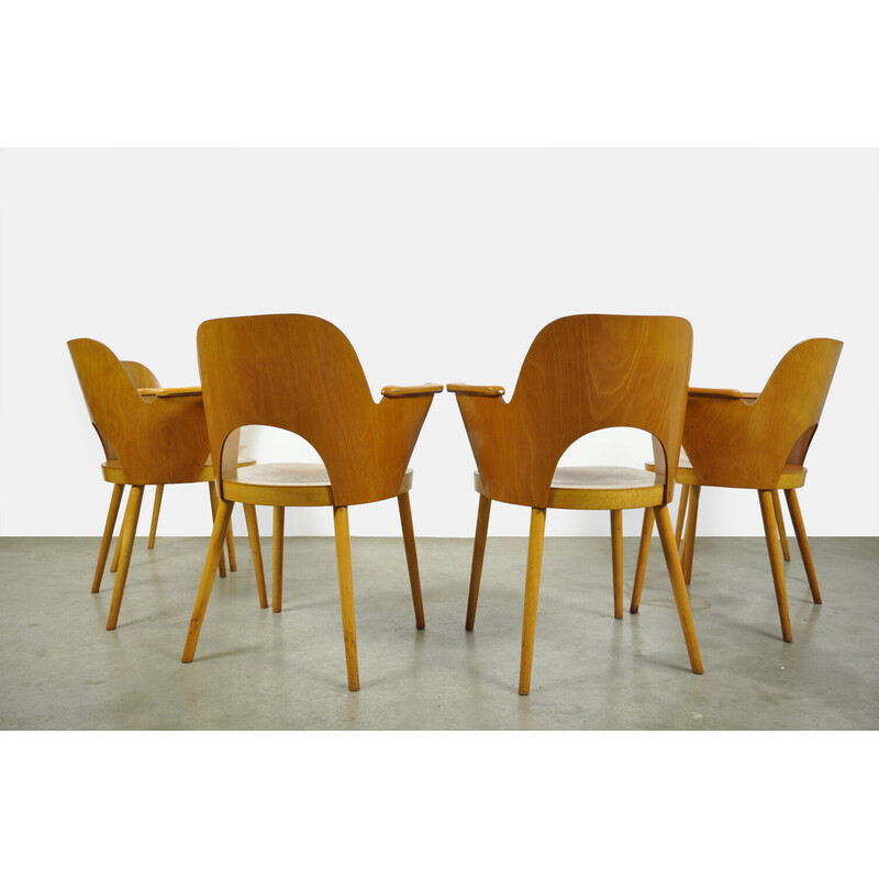 Set of 6 vintage beechwood dining chairs by Oswald Haerdtl for Ton, Czech Republic 1950s