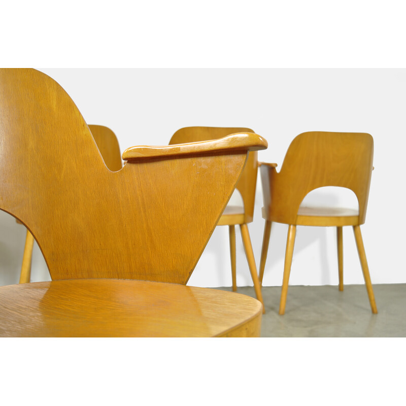 Conjunto de 6 cadeiras de jantar em madeira de faia de Oswald Haerdtl para Ton, República Checa 1950