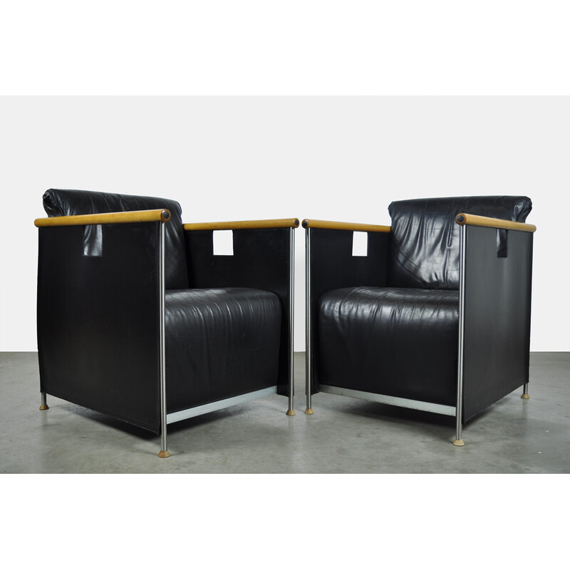 Pair of vintage armchairs "the Box" by Mazairac and Boonzaaijer for Castelijn, Netherlands 1980s