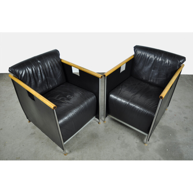 Pair of vintage armchairs "the Box" by Mazairac and Boonzaaijer for Castelijn, Netherlands 1980s