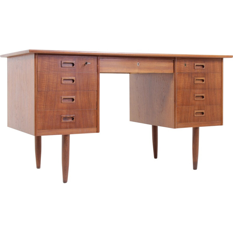 Danish mid-century teak desk with locks - 1960s