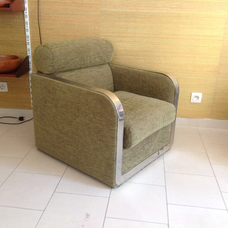 Suite de 3 fauteuils lounge verts - 1960