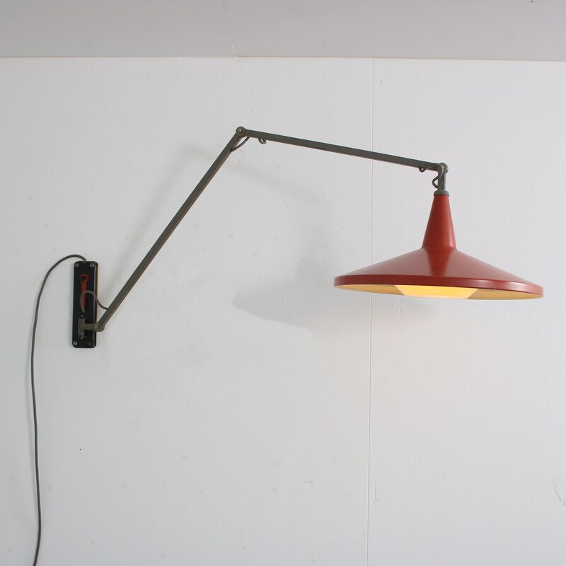 Vintage "Panama" wandlamp van Wim Rietveld voor Gispen, Nederland 1950