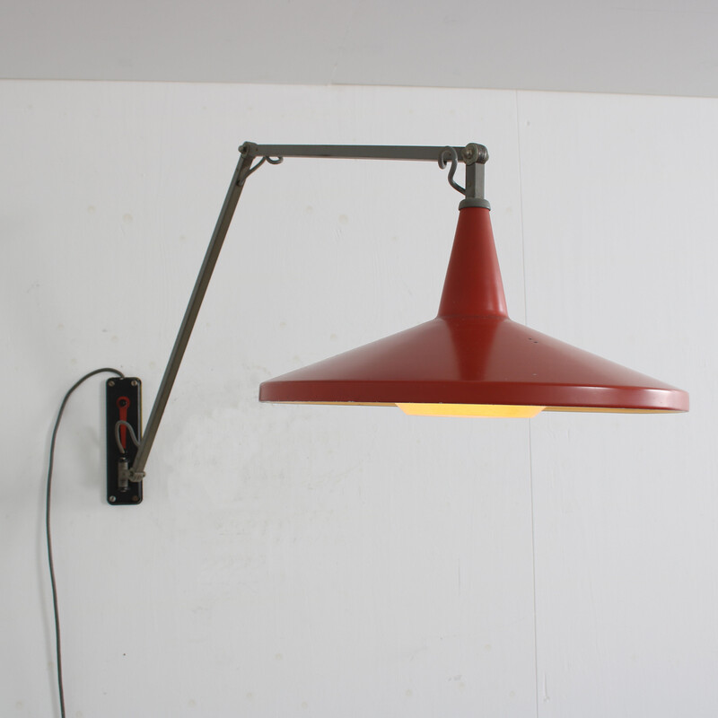 Vintage "Panama" wall lamp by Wim Rietveld for Gispen, Netherlands 1950s
