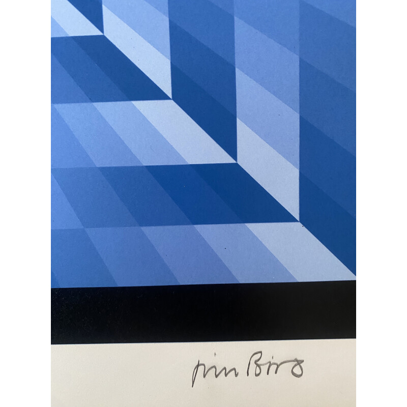 Fotolithographie Jahrgang "Hommage an Vasarely" par Jim Bird, 1970