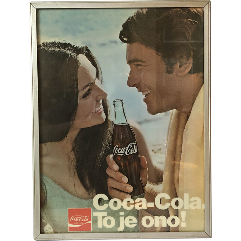 Anuncio luminoso vintage de Coca-Cola, Checoslovaquia, años 80